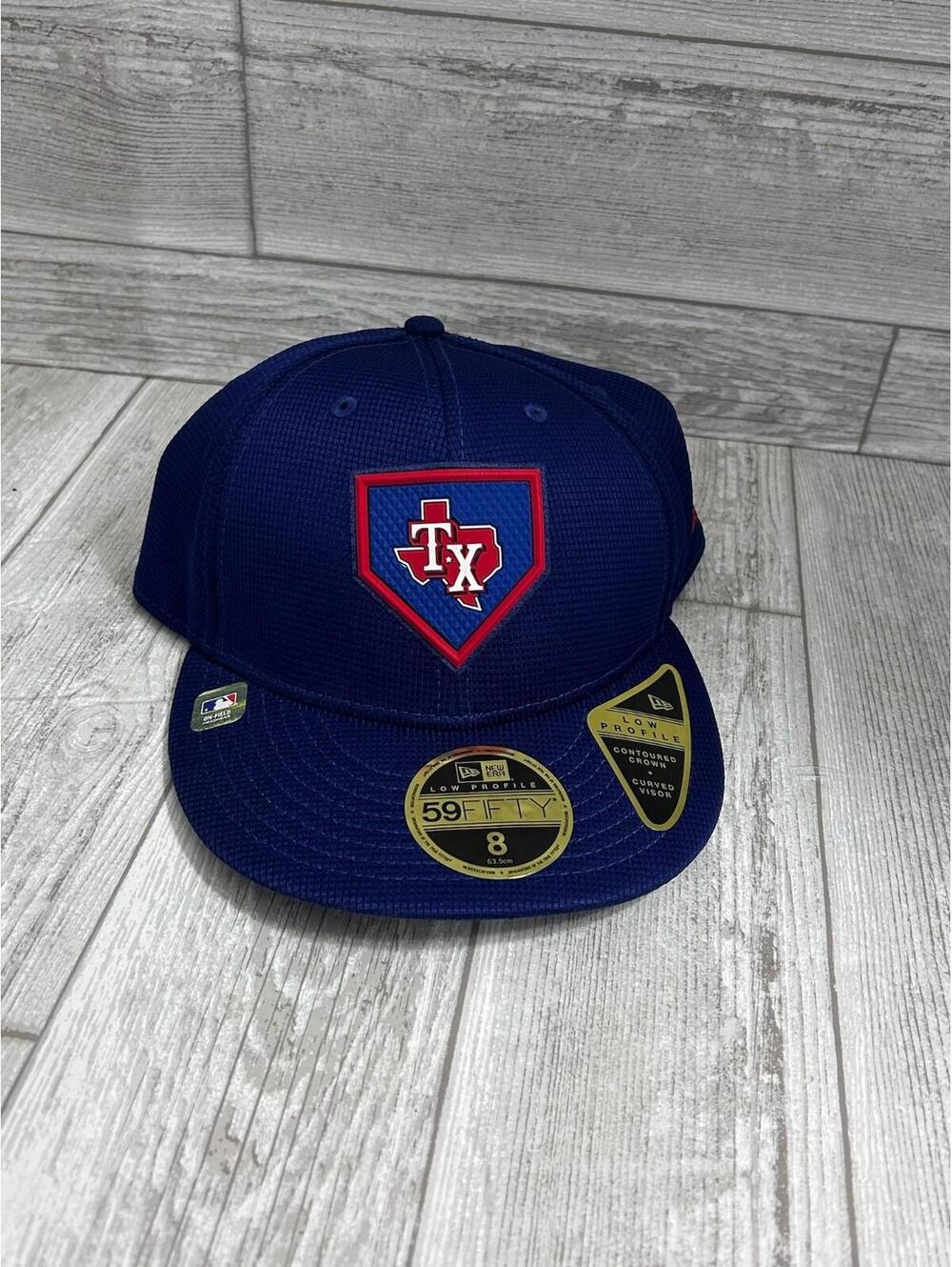Texas Rangers New Era 59FIFTY Low Profile Fitted Hat Size 8 MLB Blue New